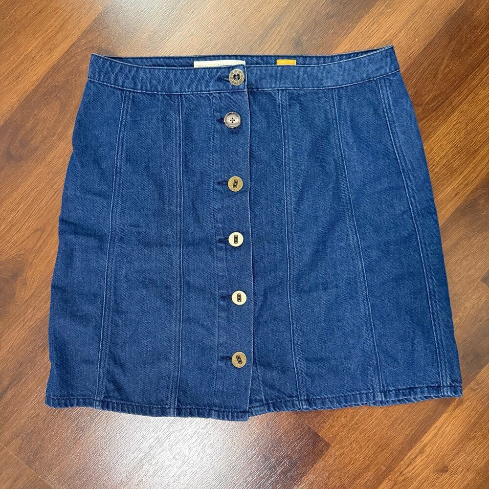 Pilcro Anthropologie Button Front Denim Skirt Sz 14 Boho Casual